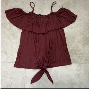 Kim & Cami Women's Off-Shoulder Burgundy Top